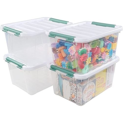 20 Quart Plastic Storage Bins with Lid, Clear Storage Plastic Box, 4 Packs