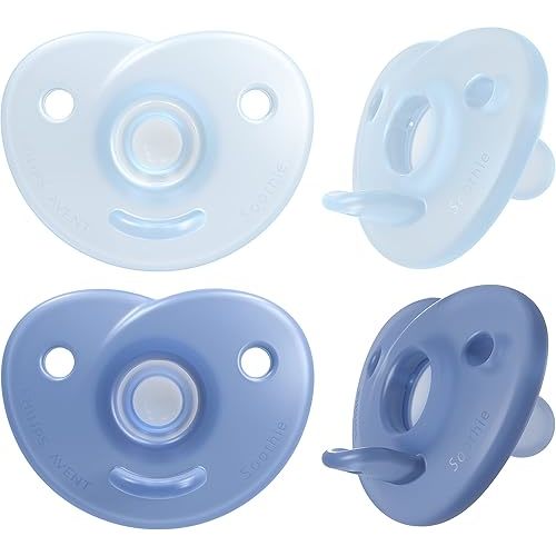 Philips AVENT Soothie Heart Pacifier, Blue/Light Blue, 0-3 Months, 4 Pack, SCF099/41
