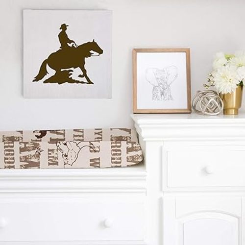 Carson Changing Pad Cover, Cowboy, Baby Girls Boys, Cotton Natural Diaper Change Table Pad Covers, Soft Breathable Western Pad Sheet