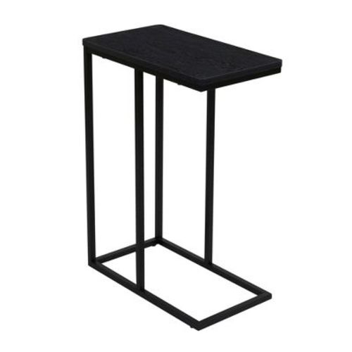 Household Essentials Jamestown C-Shaped End Table Black: Modern Workspace, Minimalist Iron Frame, Particle Board Top