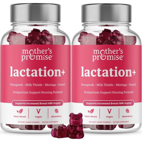 Mother's Promise Lactation Supplement Gummies for Breast Milk Production Increase | Postnatal Lactation Support for Breastfeeding, Nursing & Lactating with Fenugreek, Moringa & Milk Thistle | 2 Pack