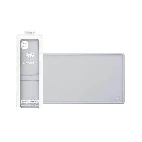 ezpz Tiny Placemat - 6 Months+ (Pewter) - Non-Slip, 100% Silicone Placemat for Toddlers and Babies - Fits on Most Highchair Trays - Rolls-Up - Dishwasher Safe