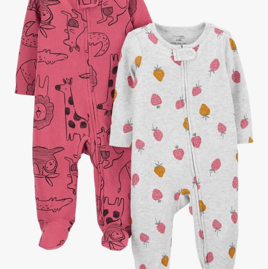 Simple Joys by Carter's Baby Girls' 2-way Zip Thermal Footed Sleep and Play, Pack of 2