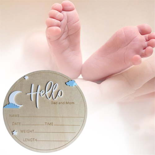 Baby Announcement Sign, Wooden Hello World Newborn Signs, Birth Announcement Sign and Pen, Welcome Newborn Arrival to World, Hospital Nursery for Baby