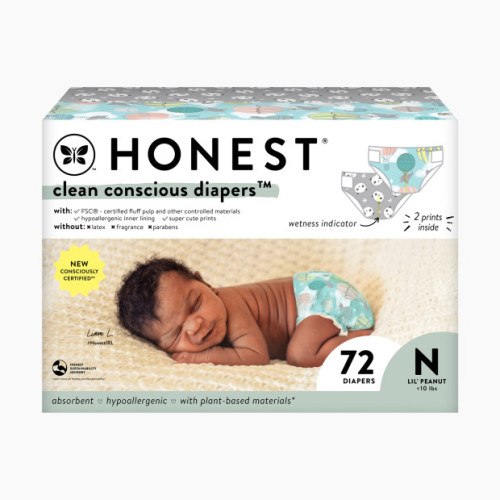 The Honest Company Clean Conscious Disposable Diapers - Above It All + Pandas, Nb, 72 Count