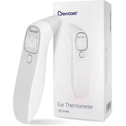 Berrcom Forehead and Ear Thermometer for Adults and Babies, Digital No-Touch Medical Thermometer with LED Display, 1s Instant Reading, Contactless Temperature Thermometer, Auto Shut-Off