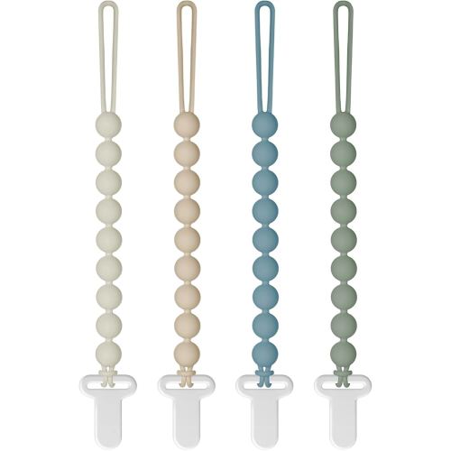 Pacifier Clips Silicone, 4-Pack Pacifier Holder Clip with Stylish Round Design, 100% Food Grade Silicone, Safe Essentials for Newborns Baby Boys and Girls