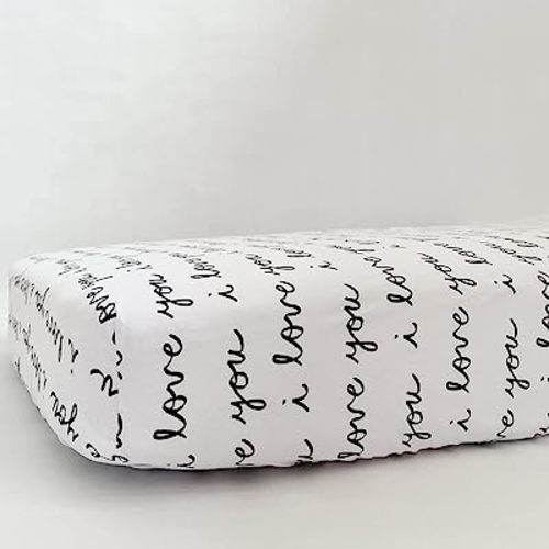 Fitted Crib Sheet - 100% Cotton for Baby Girl/Boy Nursery Bedding - Gender Neutral Patterns and Colors - Unisex for Standard Baby or Toddler Crib Mattress (I Love You)