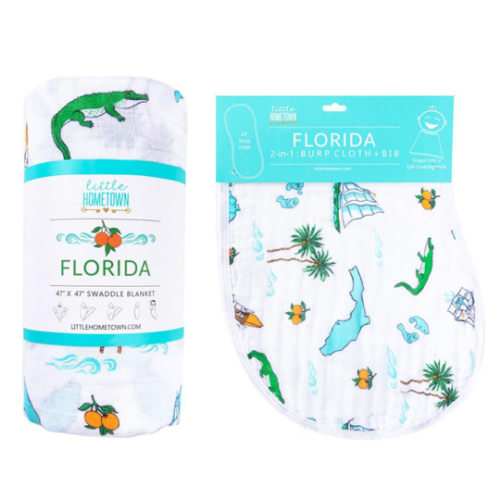 Gift Set: Florida Baby Muslin Swaddle & Burp Cloth – Little Hometown