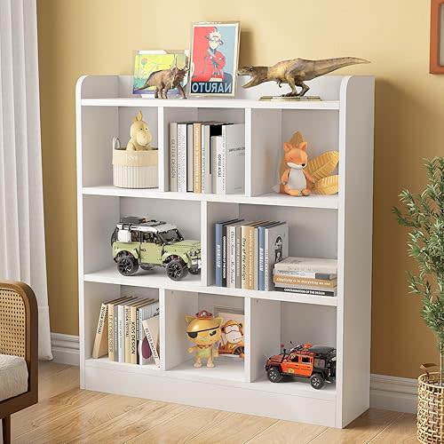 MXV Cube Storage Organizer, Cube Shelf, Display Bookcases for Bedroom,Living Room, 3-Tier 8 Cubes Bookshelf, White