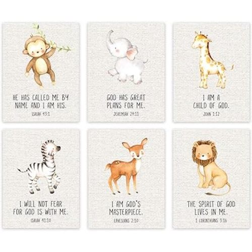Amazon.com: Andaz Press Christian Bible Verses Quotes Nursery Kids Room Unframed Hanging Wall Art Poster Home Decor, 8.5x11-inch, Jungle Safari Animals Theme, Burlap, 6-Pack, No Frames : Everything Else