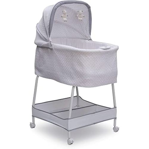 Simmons Kids Elite Hands-Free Auto-Glide Bedside Bassinet - Portable Crib Features Silent, Smooth Gliding Motion That Soothes Baby, Basketweave