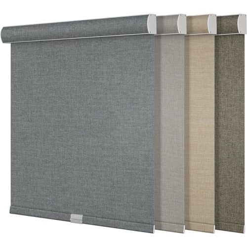 Boolegon Blackout Roller Shades for Windows,Cordless,Linen Fabric,Roller Blinds,Thermal Insulated Fabric UV Protection,Window Shades for Home,Office,Bedroom,Door,Blackout-Beige,35" W x 64" H