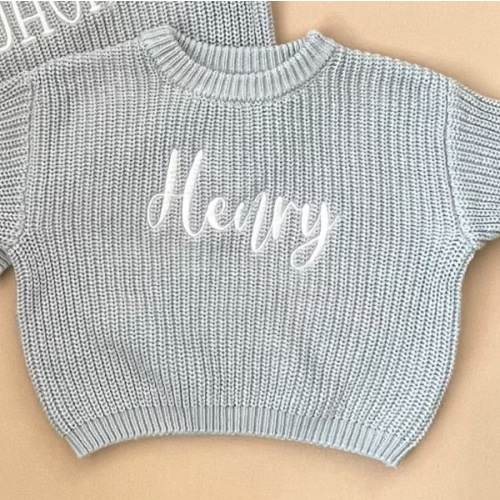Personalized Embroidered Oversized Name Kids Toddler Baby Sweater