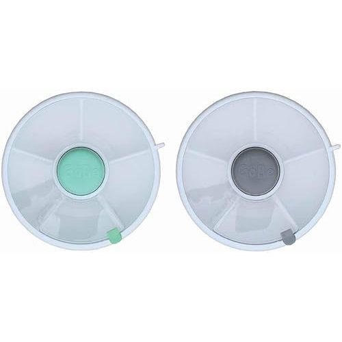 GoBe 2 Pack Kids Snack Spinner - Grey/Teal - Reusable Snack Container with 5 Compartment Dispenser and Lid - Leakproof, Spill-Proof - for Toddlers, Babies, Home, Travel