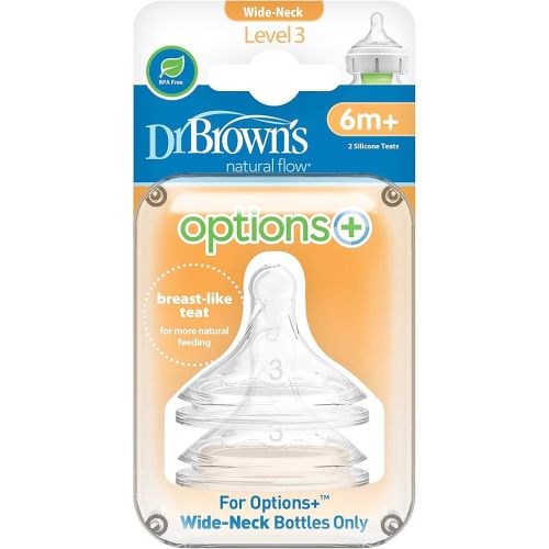 Dr. Brown's Level-3 Wide Neck Nipple, 6 Pack