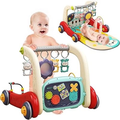 Baby Gym Play Mat 2-in-1 Baby Activity Center Playing Piano Tummy Time Toddler Play Mat for Newborn to Toddler 3 6 9 12 Months