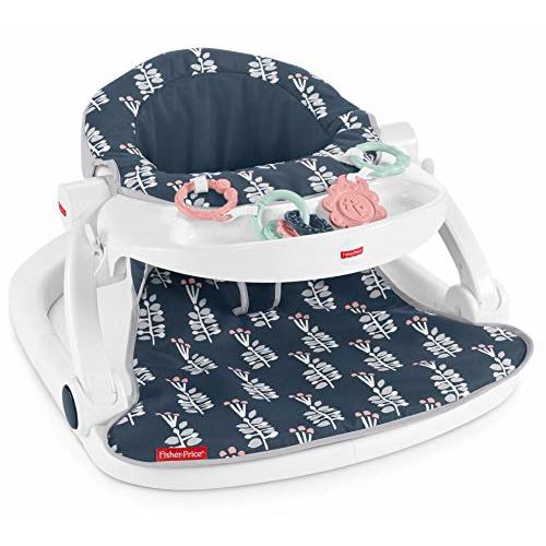 Fisher-Price Sit-Me-Up Floor Seat with Tray Navy Garden, portable infant chair with toys
