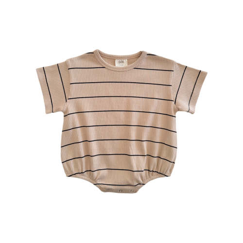 Tan/Black Stripe / Organic Ribbed T-Shirt Bubble