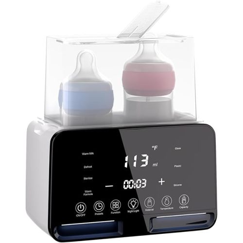 Double Bottle Warmer,9-In-1Baby Bottle Warmer for Breastmilk with Timer,Universal Bottle Warmer to go Bottle Warmer,Accurate Temperature Control Mobile Bottle Warmer for Double Bottle Warmer for Twins
