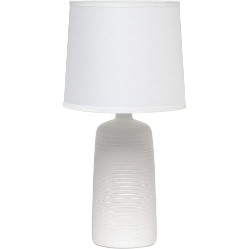 Simple Designs LT2085-OFF Textured Linear Pottery Ceramic Table Lamp, Off White