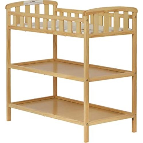Emily Changing Table In Natural, Comes With 1" Changing Pad, Features Two Shelves, Portable Changing Station, Made Of Sustainable New Zealand Pinewood