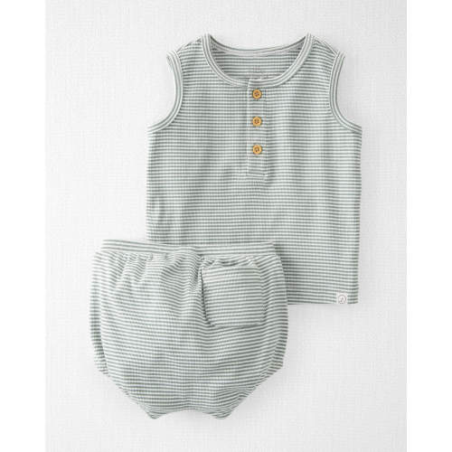 Baby 2-Piece Organic Cotton Rib Set - Style,Sage Stripe