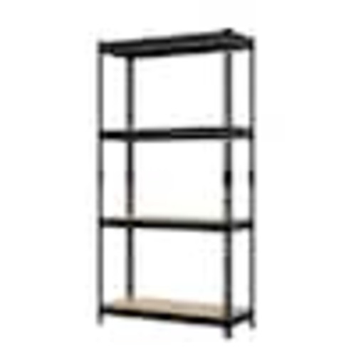 AR SHELVING Black Label 4-Tier Powder-Coated Steel Storage Shelving Unit in Matte Black, HDF Racks (30 in. W x 60 in. H x 12 in. D) TRCD18407KFUS0I