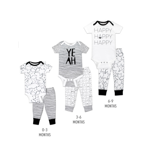 Little Star Organic Grow with Me Bodysuit & Pants Baby Shower Gift Set, 6pc (Baby Boy or Girl, Unisex)