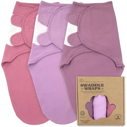 Bublo Baby Swaddles for Newborns Girl - 3 Pack Organic Baby Swaddles for 0-3 Months - Baby Swaddle Sleep Sack - Infant Sleeping Swaddle Sack – Adjustable Swaddle Blanket Wrap (Maroon)