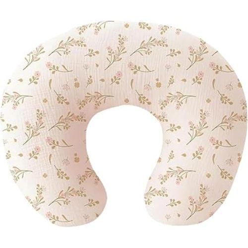 Muslin Nursing Pillow and Positioner, Breastfeeding, Bottle Feeding, Baby Sitting Support with Removable Ultra Soft Minky Cover, Tummy Time Support for Baby Boys and Girls