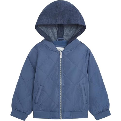 Carter's Baby Boys' Midweight Quilted Bomber Jacket with Sweatshirt-Style Hood
