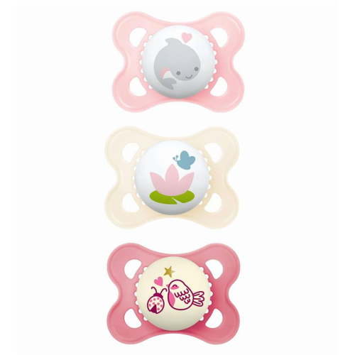 MAM Day & Night Pacifier, 0-6 Months, Girl, 3 pack