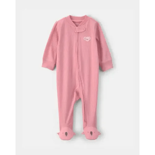 Baby Girl Koala Cotton 2-Way Zip Sleep & Play Pajamas - Pink | Carter's