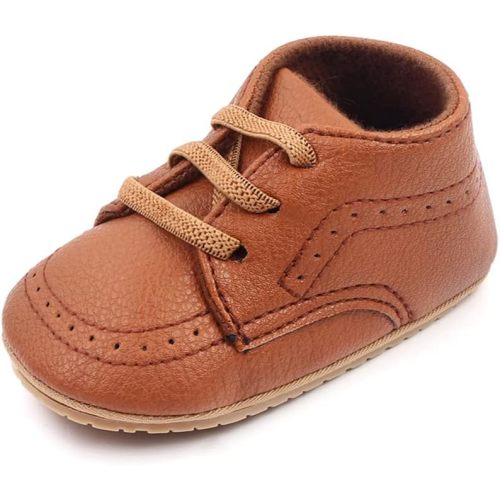 Enteer Infant Boys High-top Sneaker Brown Baby Shoes - Q-brown