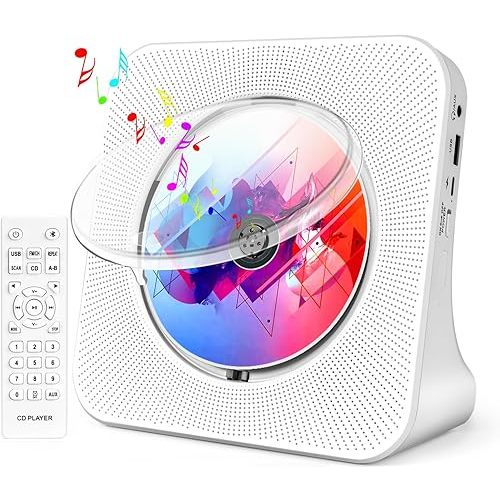 Portable CD Player with Speakers, ROADOM CD Players for Home, Bluetooth CD Player with Stereo Sound,Remote Control,Supports CD/Bluetooth/FM Radio/USB Drive/AUX/Timer/Repeat