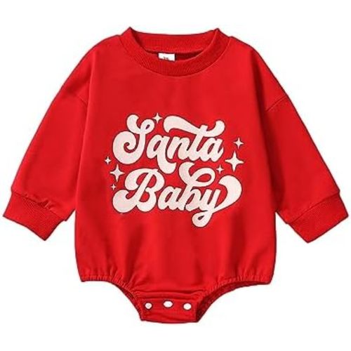 MERSARIPHY Baby Christmas Clothes Baby Boy Girl Sweatshirt Romper Santa Baby Romper Tops Fall Winter Outfits
