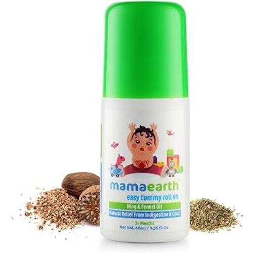 Mamaearth Easy Baby Tummy Roll On for Digestion & Colic Relief with Hing & Fennel | Natural Gas Relief Belly Rub for Delicate Skin of Babies | 40ml/1.35 Fl Oz