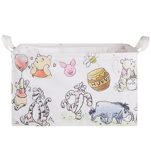 Bear Storage Basket, Nursery Large Hamper Canvas Laundry Basket Foldable With Waterproof Pe Coating,For Kids Boys And Girls, Bathroom, Bedroom, Clothes,Toy Bin (Rice white)