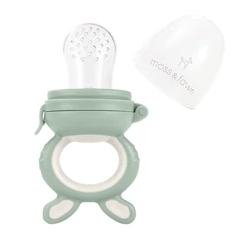 Moss and Fawn Forage Feeder, Soothing Silicone Frozen Baby Food Teething Toy, Pacifier Fruit Feeder and Teether, BPA, PVC and Phthalate Free - Fern