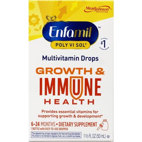 Enfamil Poly-Vi-Sol Multivitamin Drops, 1.67 fl oz, Supports Growth & Immune Health, for Ages 6-24 Months, Includes Easy-to-Use Dropper
