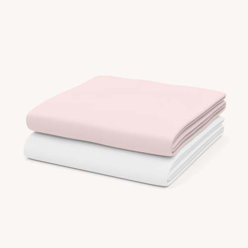 Solid Crib Sheet Set - Rose + Bright White / Full Crib