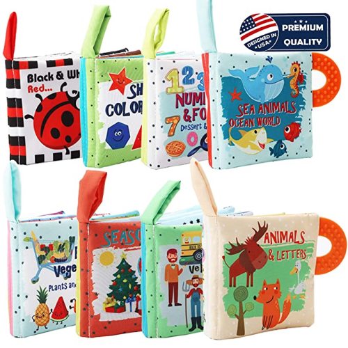 Soft Baby Cloth Books Animal Set,Soft Crinkle Books Baby Toy,Early Education Toys for Babies Toddlers Infants Kids,Teether Book Teething Toys Baby Shark,Octopus,Sea Animal Book,Colors Number Shape-New