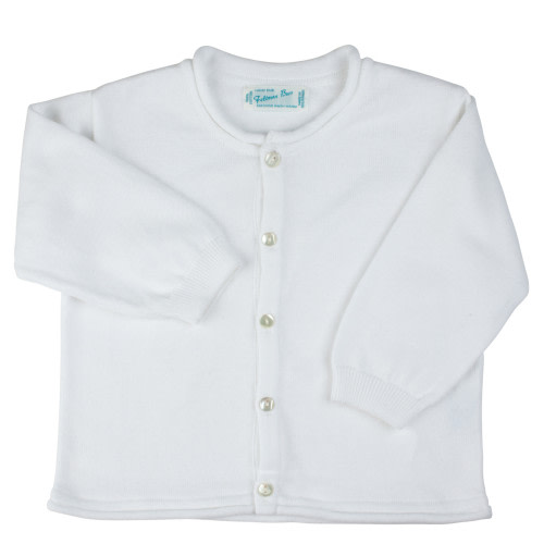 Rolled Edge Knit Cardigan | Feltman Brothers - White 3M