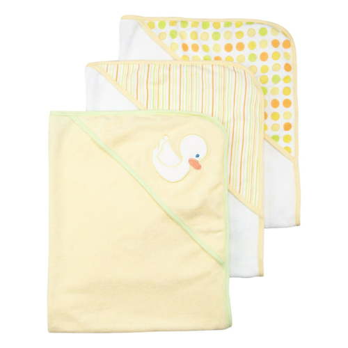 Spasilk Baby 3 Pack Soft Terry Hooded Towel Set for Newborn Boys and Girls, Yellow Duck
