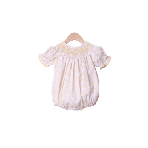Smocked Heirloom Pretty Yellow Floral Bubble