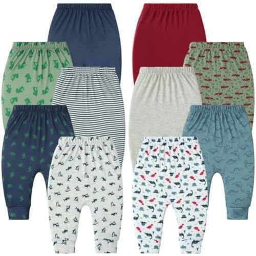 Hakochia Baby Pants for Boys & Girls: 100% Cotton, Soft, Comfy, Ample Diaper Room 0-36 Months