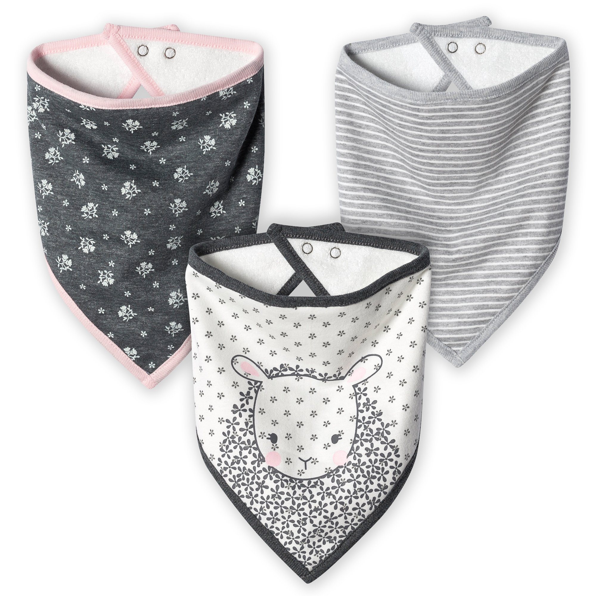 Gerber Organic Baby Girls Bandana Bibs - Lil' Lamb, One size, 3