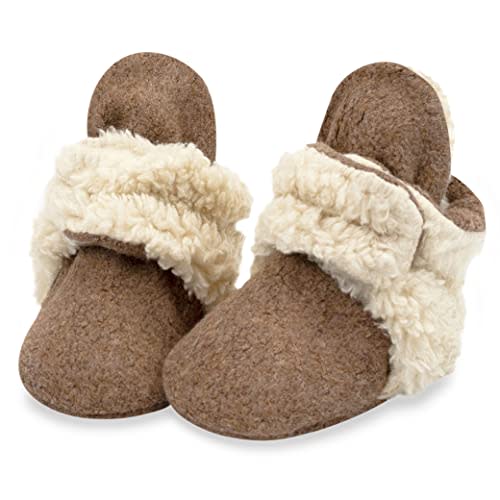 Zutano Unisex Fleece Baby Booties, Soft Sole and Non Slip | Stay On Slipper Socks for Infant/Toddler, Girls, Boys 3-24 Months