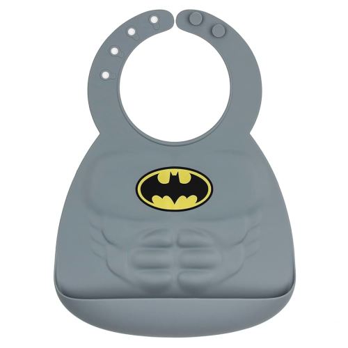 Bumkins Silicone Toddler Bib, DC Comics Baby, Waterproof, Wipe Clean, Stain and Odor Resistant, 6-24 Months, Batman, 8.5 x 1.5 x 7"